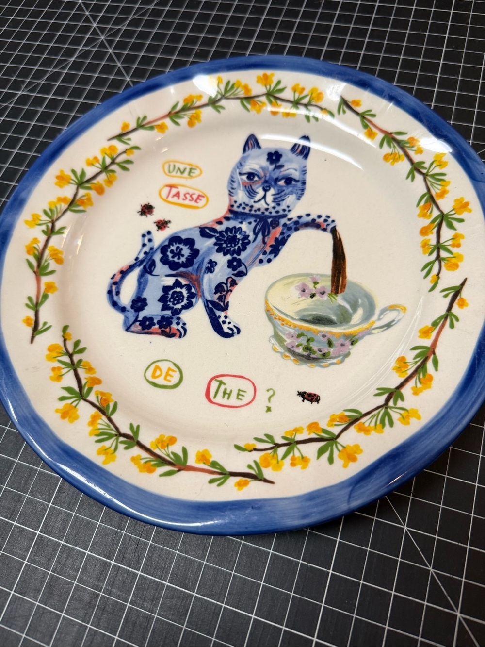 Adorable Nathalie Léte Anthropologie Plate with cat